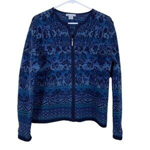 VTG 80s-90s Deane & White Nordic Lambswool Zip Sweater Retro Medium Heritagewear